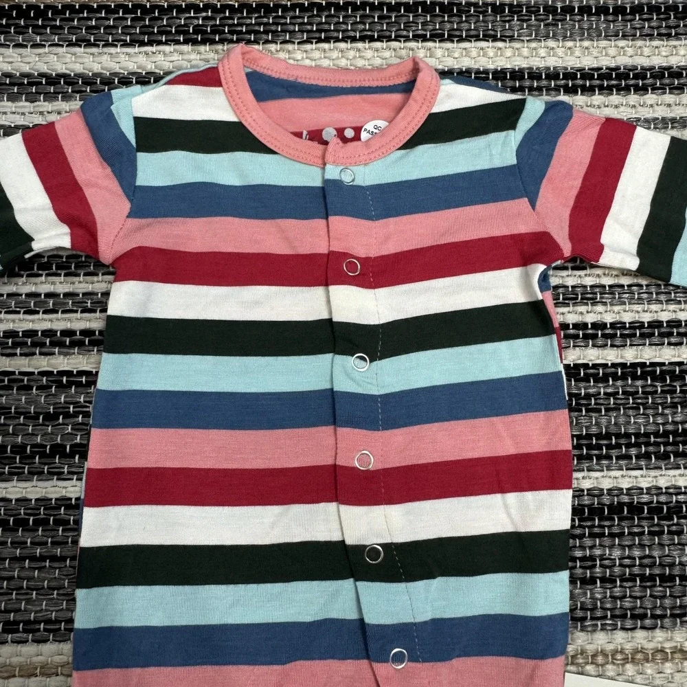 KicKee‎ Pants Footie with Snaps Baby Newborn Snowden Multi Stripe Bamboo FT176